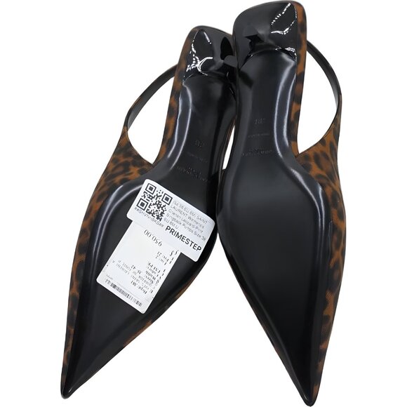 Saint Laurent Cherish Leopard-Print Slingback Pointed-Toe Pumps Women's US 8M - Picture 6 of 6